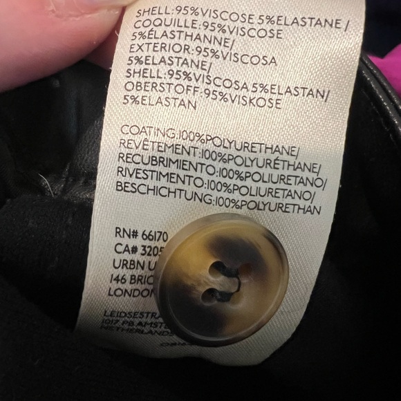 Anthropologie Maeve Naomi Black Faux Leather Wide Leg Crop 12 Petite - Picture 4 of 5